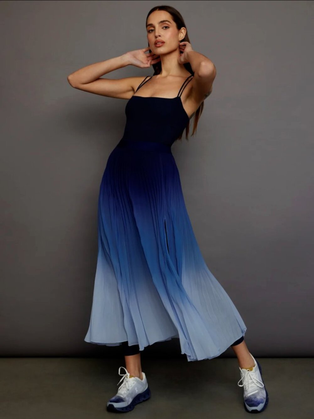 Carbon38 Navy Ombre Pleated Mesh Skirt - Picture 2 of 10